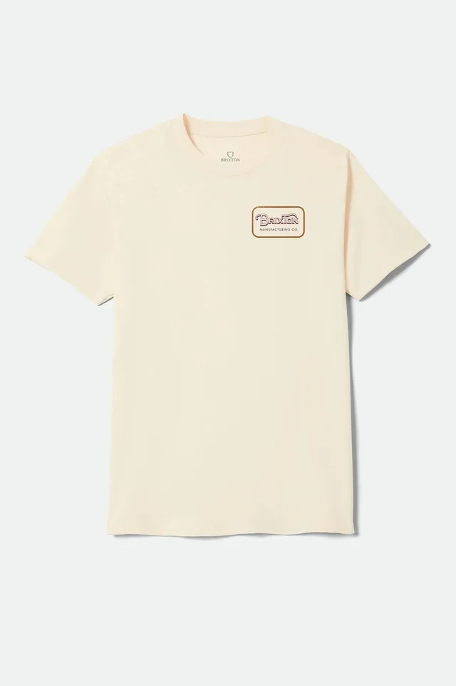 brixton-grade-t-shirt-cream-burgundy-rust-mit-print image 1