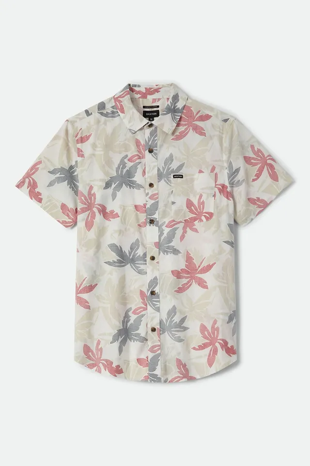 brixton-charter-print-kurzarmhemd-off-white-palm-floral image 1