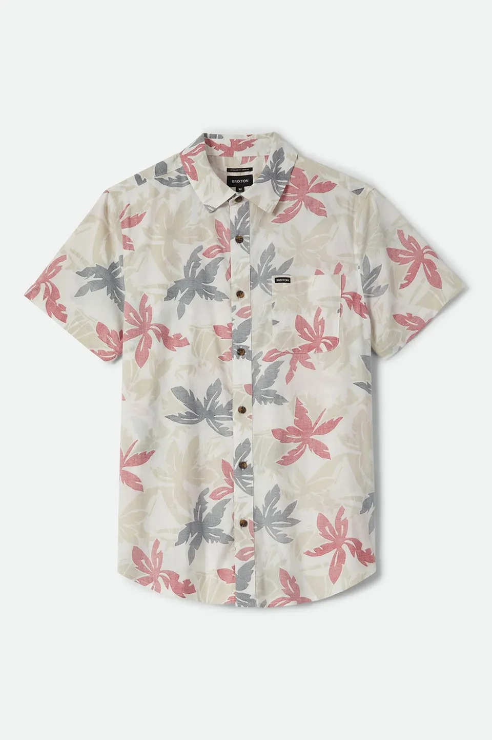 brixton-charter-print-kurzarmhemd-off-white-palm-floral image 1