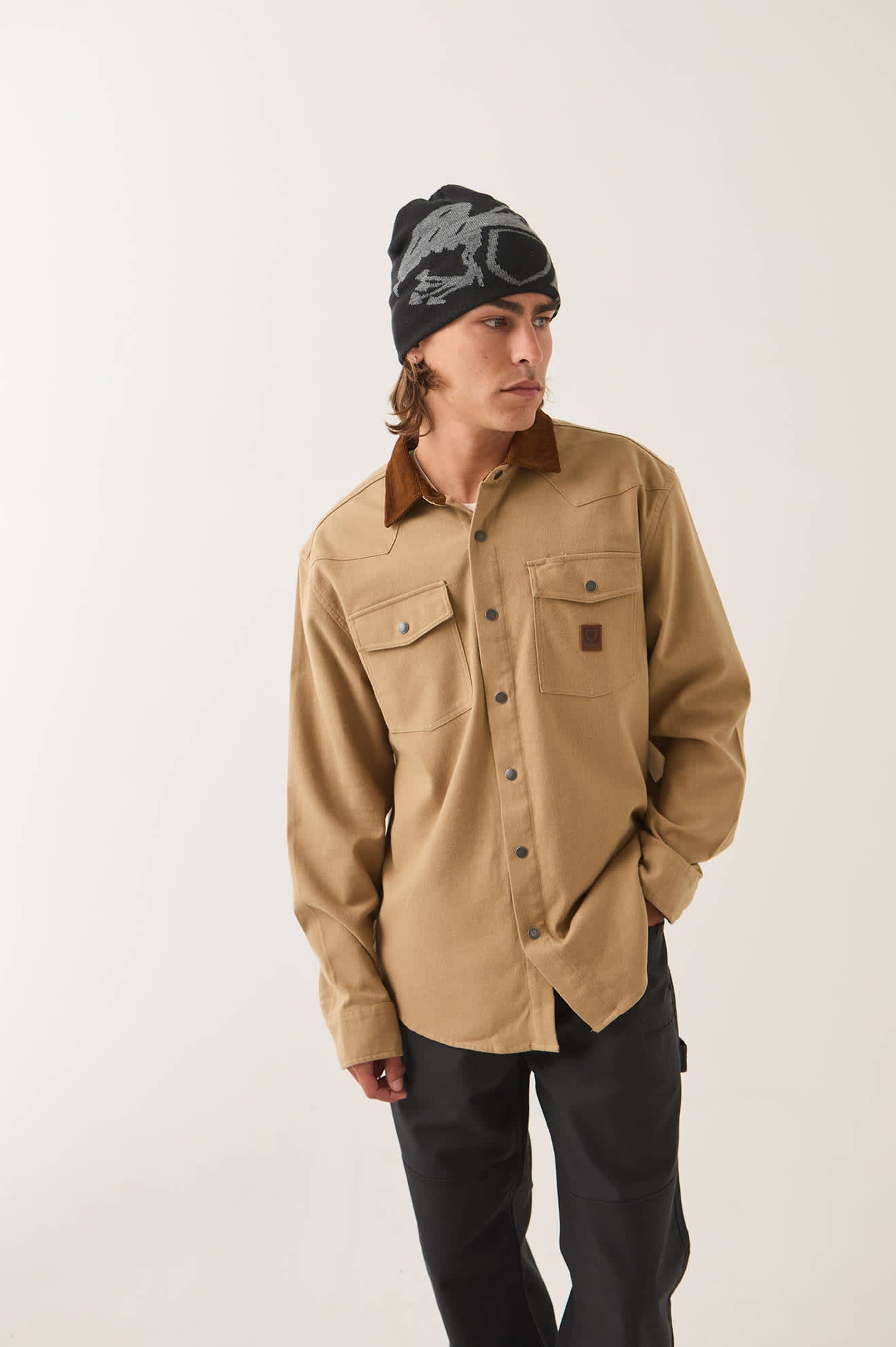brixton-bowery-builders-ranch-flanellhemd-khaki-braun image 2