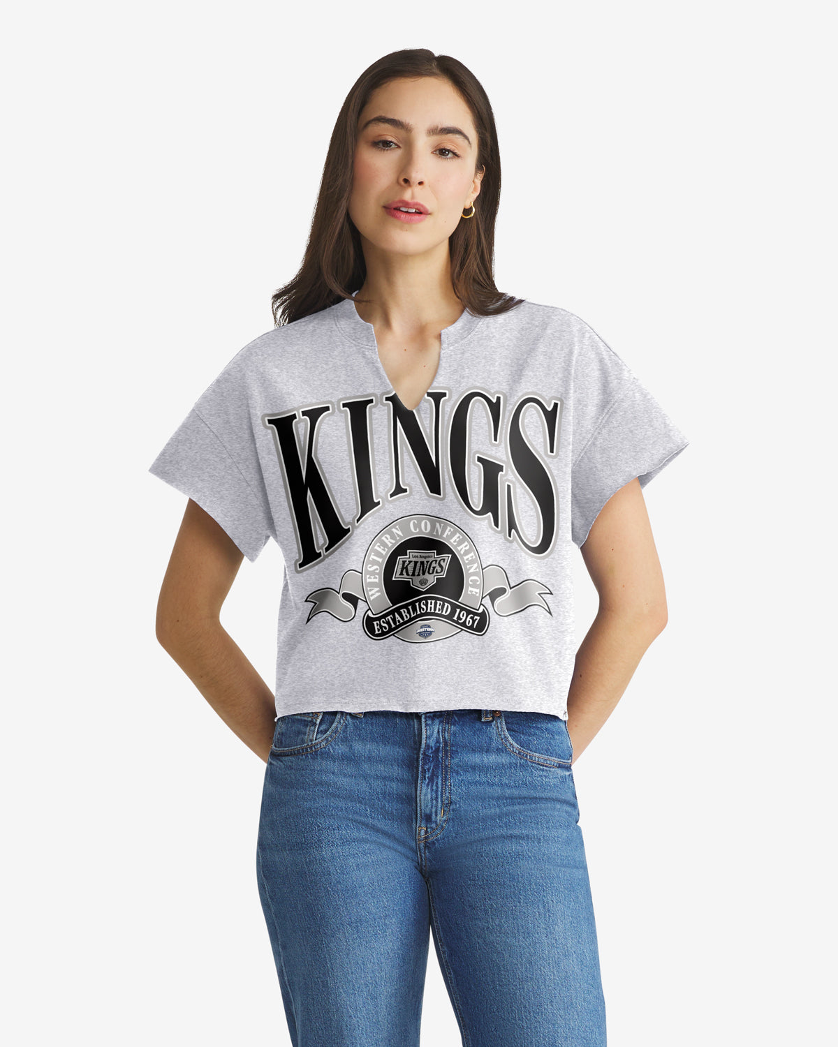47-brand-notch-neck-los-angeles-kings-shirt-quartz-grey-damen image 1