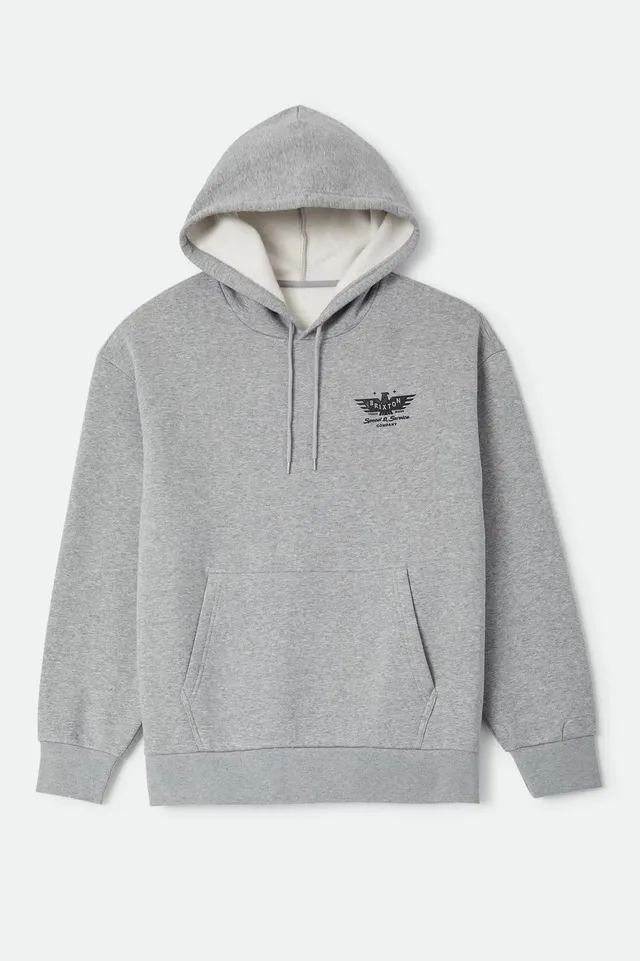 brixton-ewing-hood-hoodie-heather-grey-baumwollfleece image 1