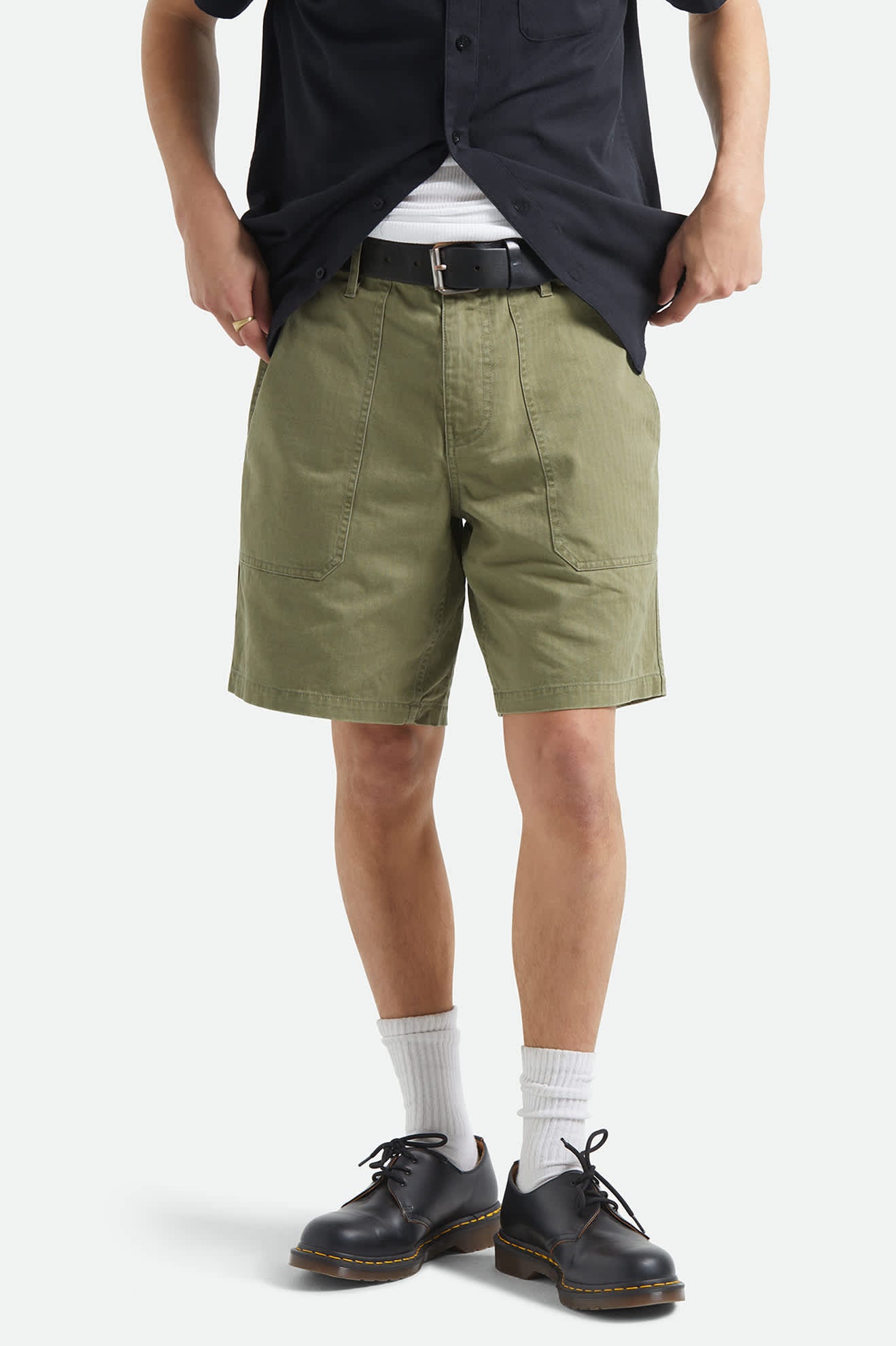 brixton-surplus-herringbone-shorts-washed-olive-green-7 image 2