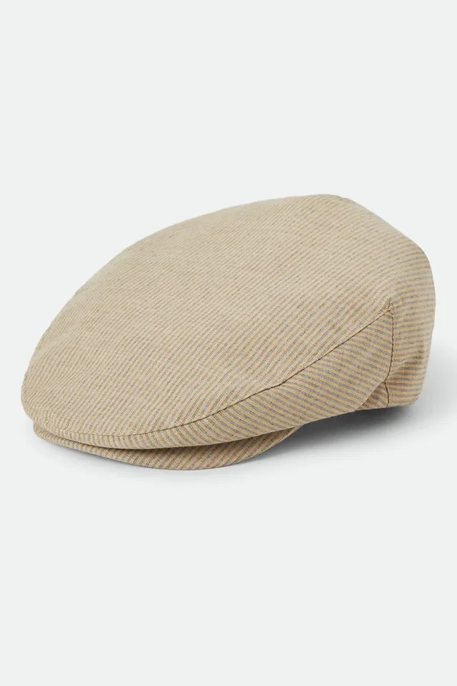 brixton-hooligan-flat-cap-khaki-stripe-washed-black-canvas image 1
