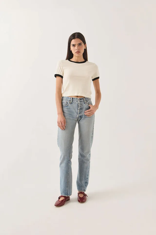 brixton-carefree-organic-ringer-t-shirt-off-white-black image 1